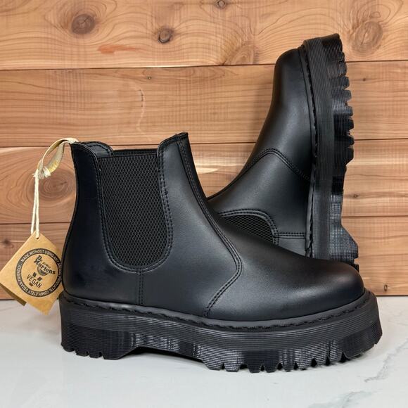 Dr Martens 2976 Quad Chelsea Boots Platform Black Womens Size 11 - Mens 10 Vegan - Picture 12 of 15